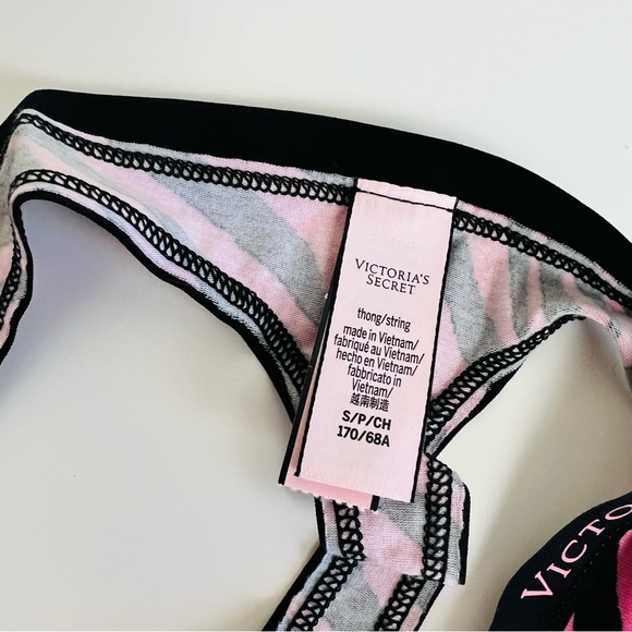 NWT Victoria’s Secret Pink Black Zebra Print Logo Cotton Thong - Picture 4 of 11